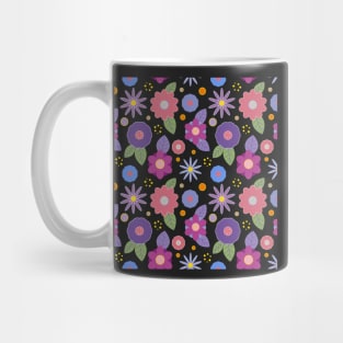 Decorative flowers on black Mug